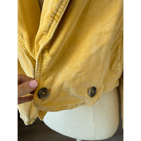 We The Free People Sure Thing Bomber Yellow Jacket Small Boho Corduroy - Picture 10 of 14